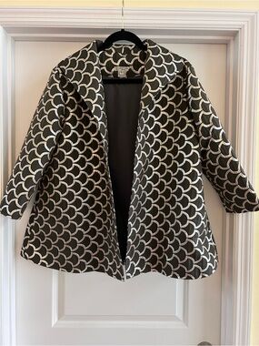 Grace Chuang New York Jacquard Jacket XL Black Silver Geometric fishscale